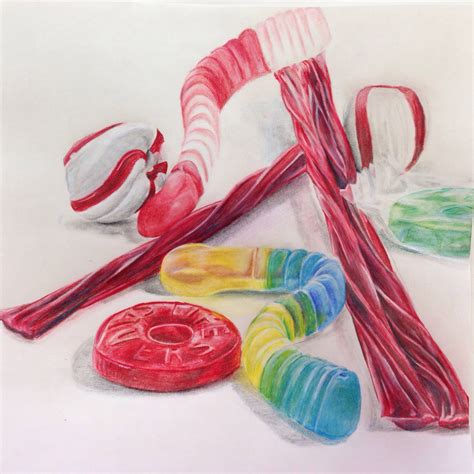 Drawing Candy Realism Colored Pencil Acetone Perspective Candy