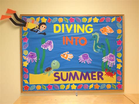 Diving Into Summer Bulletin Board Summer Bulletin Boards Christian Bulletin Boards Art
