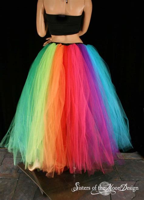 Rainbow Tutu Tulle Skirt Streamer Floor Length Formal Pride Etsy
