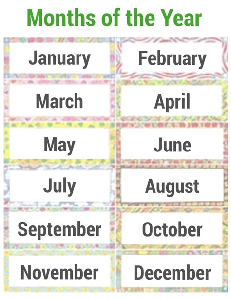 Free Printable Months Of The Year Cards Months In A Year Kindergarten