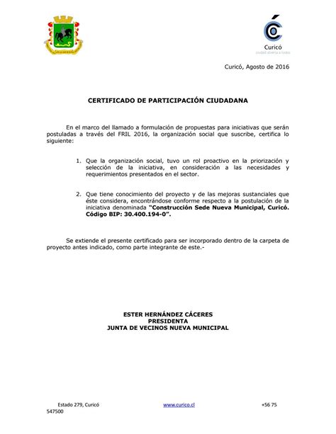 Ejemplo De Certificado De Participacion Imagui