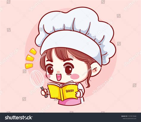 Cute Bakery Chef Girl Cooking Working Stock Vector Royalty Free