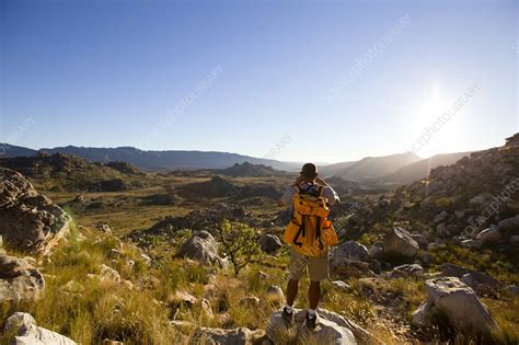 Man Looking Over A Mountain South Africa Stock Image F0339700