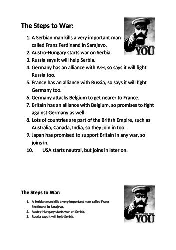 World War 1 Lesson 1 How Did It Start Teaching Resources