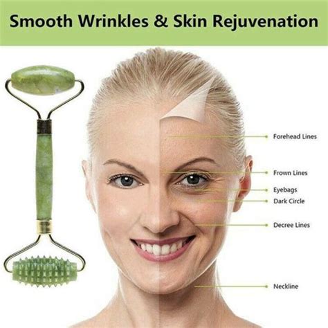 Anti Ageing Dual Head Natural Jade Roller Massage Facial Neck Face