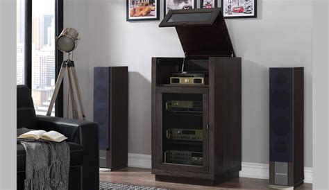 Bello Coltrane Audio Video Component Cabinet With Lift Top For Record