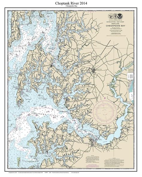 Choptank River 2014 Nautical Map Chesapeake Bay Custom Print 1:80000