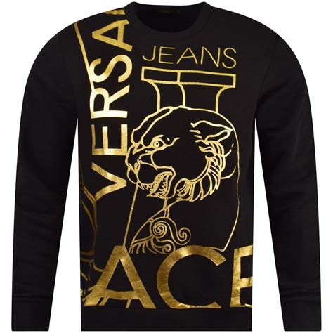 Versace Jeans Couture Jeans Cotton Round Neck Black Gold Sweatshirt