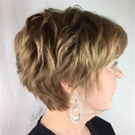 Extra short layers and texture amp up a simple bob and create an undone, messy look. short-layered-wedge-hairstyle-for-women-over-60-with-thick ...