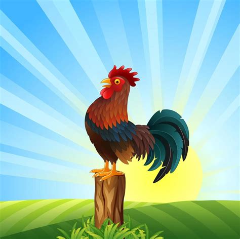 Cartoon Rooster Crowing 9693352 Vector Art At Vecteezy