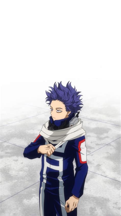 An Anime Character With Purple Hair And Blue Eyes Standing In Front Of