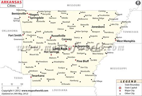 City of the second class: Cities in Arkansas, Arkansas Cities Map
