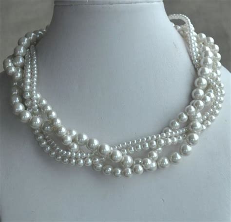 Pearl Necklacefour Strands Pearl Necklace Twisted Pearl Necklace