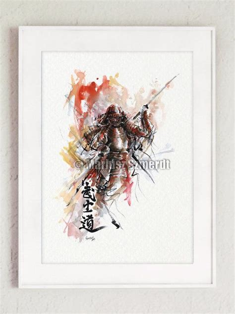 Samurai Peinture Samourai Guerrier Japanese Ink Painting Sumi E