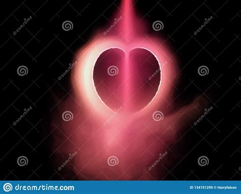 Fractal Flame Heart On A Black Background Stock Illustration