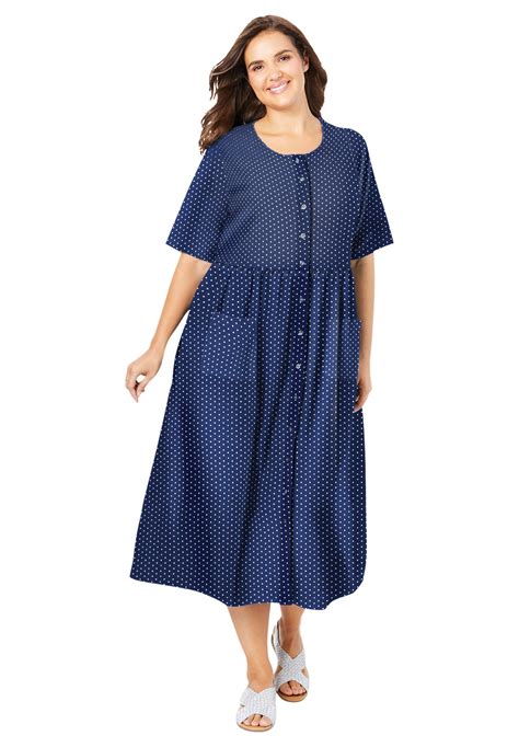 Woman Within Woman Within Womens Plus Size Short Sleeve Denim Dress