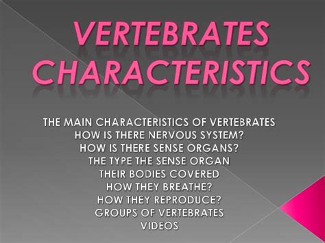 Vertebrates characteristics by Manuela 5ºA
