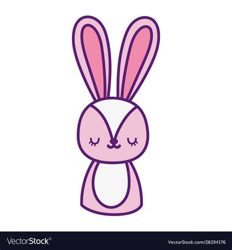 Cute Pink Rabbit Cartoon Character Icon Royalty Free Vector