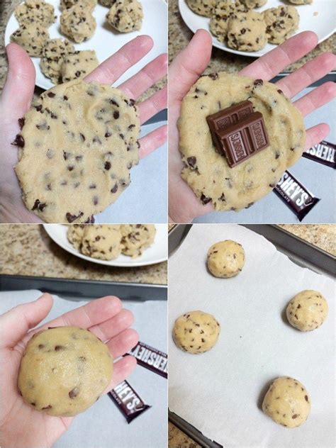 Giant Chocolate Chip Cookies Stuffed With Hershey Chocolate In The