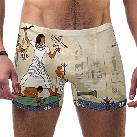 Tizorax Mens Swim Trunk Short Ancient Egypt Murals Square Leg Swimsuit Underwear Jammer Brief