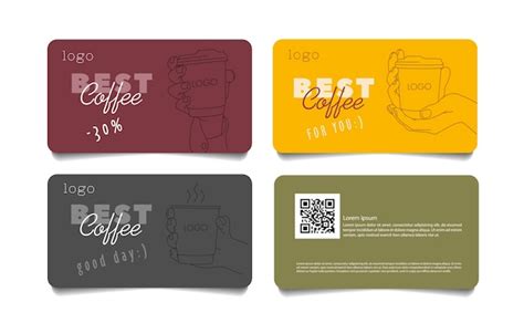 Premium Vector Coffee Discount Coupon Voucher Cards With Line Sketch