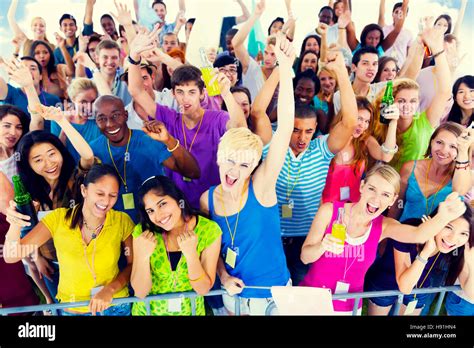Crowd Learning Celebrating Casual Diverse Ethnic Concept Stock Photo