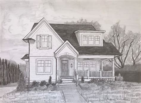 Drawing Of House Pencil Sketch 9x12 Pencil House Drawing