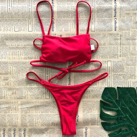 Micro Tiny String Bikini Bandeau Swimsuit Women Sexy Brazilian Swimwear Female Two Piece