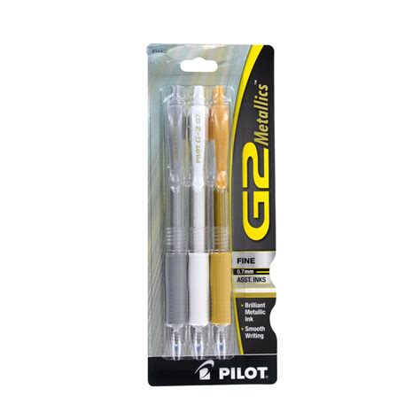 Pilot G2 Metallics Retractable Gel Ink Pens Fine Gold And Silver Ink