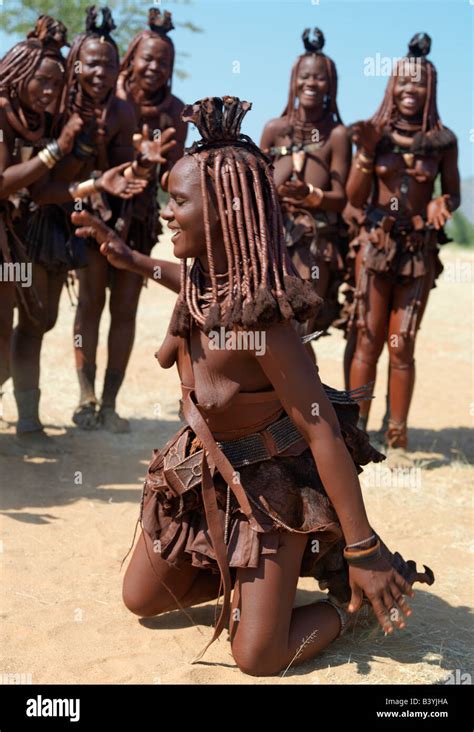 Namibia Kaokoland Himba Women Perform The Otjiunda Dance Stamping Their Feet Clapping And