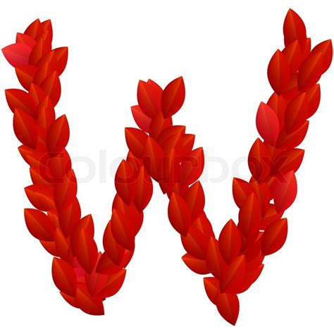 Buchstabe W von roten Blütenblätter Stock Vektor Colourbox