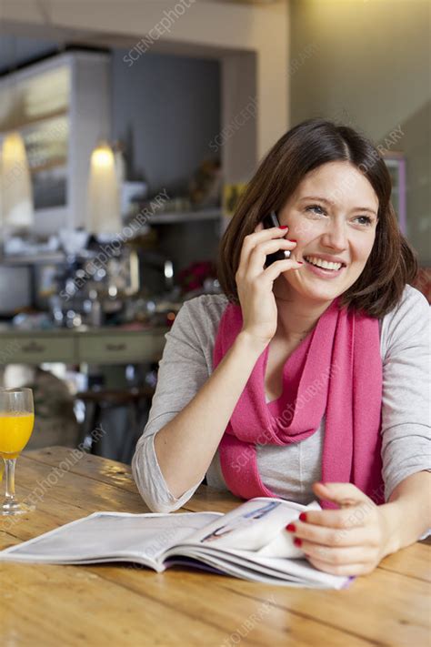 Woman Talking On Cell Phone In Cafe Stock Image F0052291 Science