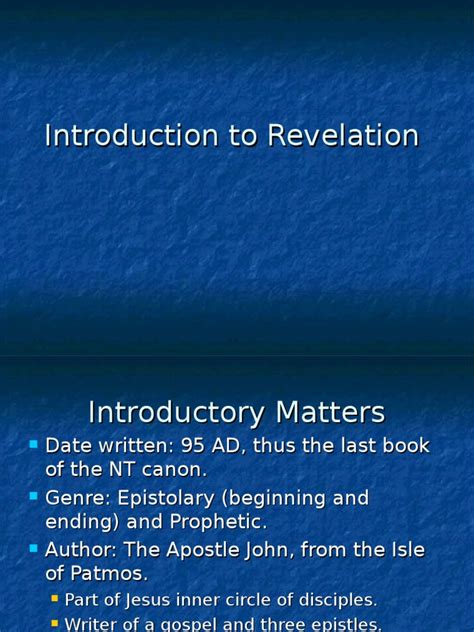 01 Introduction To Revelationppt Book Of Revelation New Testament