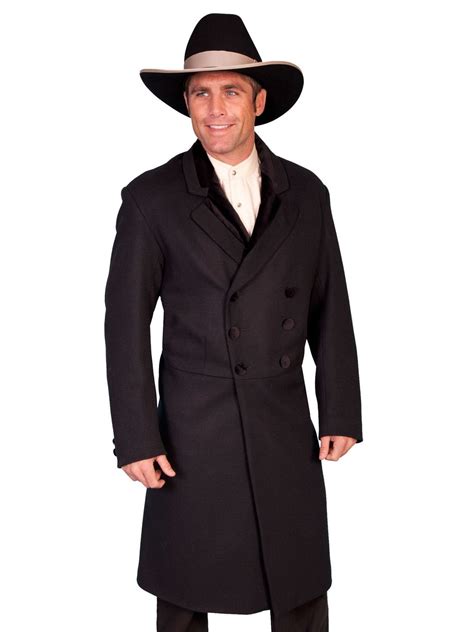 Scully Mens Wahmaker Double Breasted Frock Coat Black 100 Wool Velvet