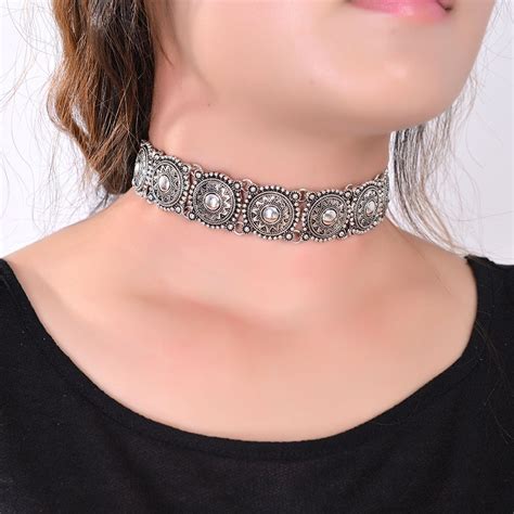 2016 hot boho collar choker silver necklace statement jewelry for womenfashion vintage ethnic