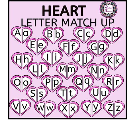 26 Hearts With Both Uppercase And Lowercase Letters Print And Laminate