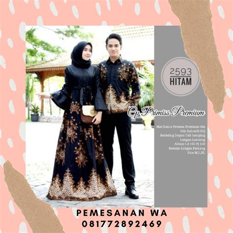 Model Baju Gamis Batik Couple Sarimbit Kemeja Lengan Panjang Katun
