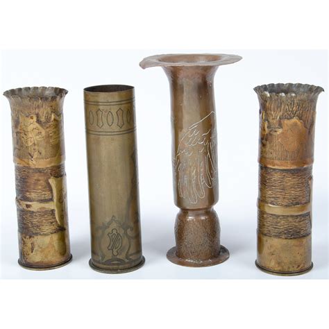 Lot Of 4 Artillery Shell Trench Art Cowans Auction House The