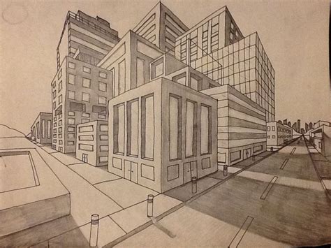 2 Point Perspective Buildings Perspective Drawing Architecture