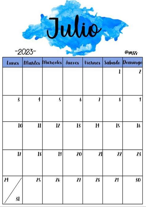 A Calendar With The Name Julia Written In Blue Watercolor On It S Side