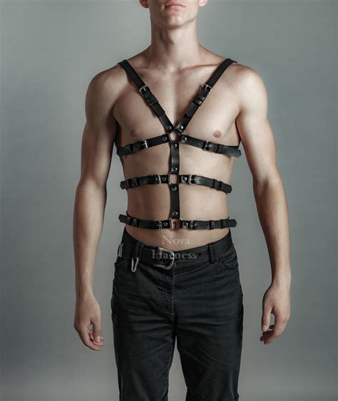 Body Harness Men Mens Leather Harness Chest Harness Rave Etsy