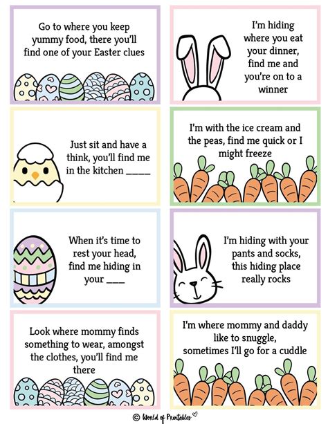 Free Printable Easter Egg Hunt Clues Easter Egg Hunt Clues Egg Hunt