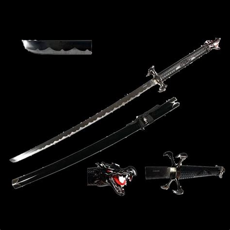 Black Torch Dragon Fantasy Samurai Katana Sword With Four Claws Style