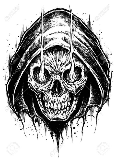 Grim Reaper Drawing Line Work Vector