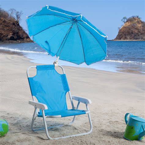 Kids Blue Beach Chair And Umbrella