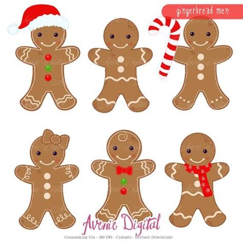 Gingerbread Man Clipart Scrapbook Printables Holiday Clip Art Etsy Gingerbread Man Drawing