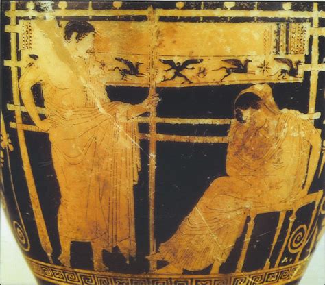 Telemachus And Penelope Red Figure Vase Dating To The Second Half Of