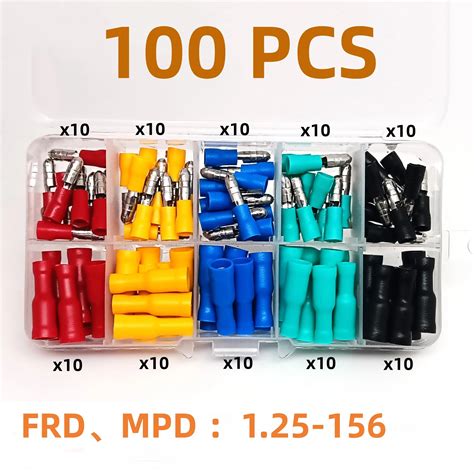 100pcs male female bullet insulated terminals mpdfrd1 25 156 butt quick electric connector crimp