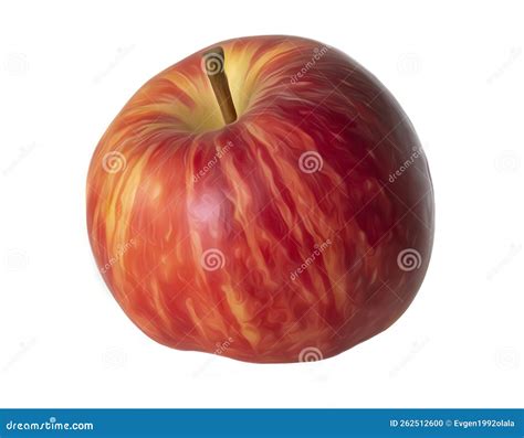 One Red Apple Isolated On White Background Stock Illustration