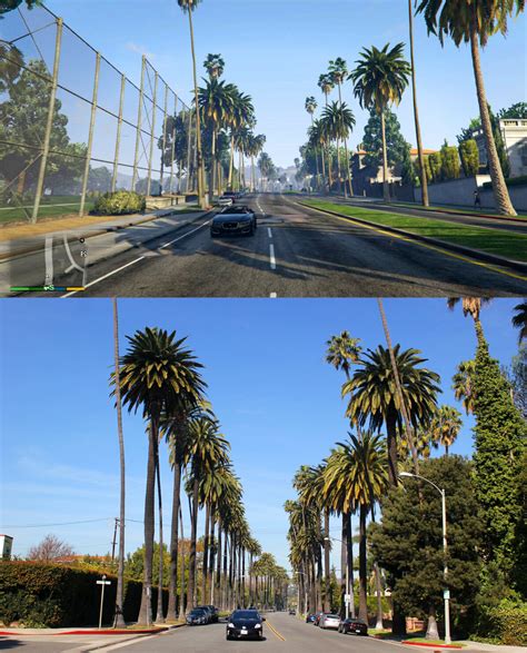 Gta V In Game Los Santos Vs Real Life Los Angeles Screenshot Comparison